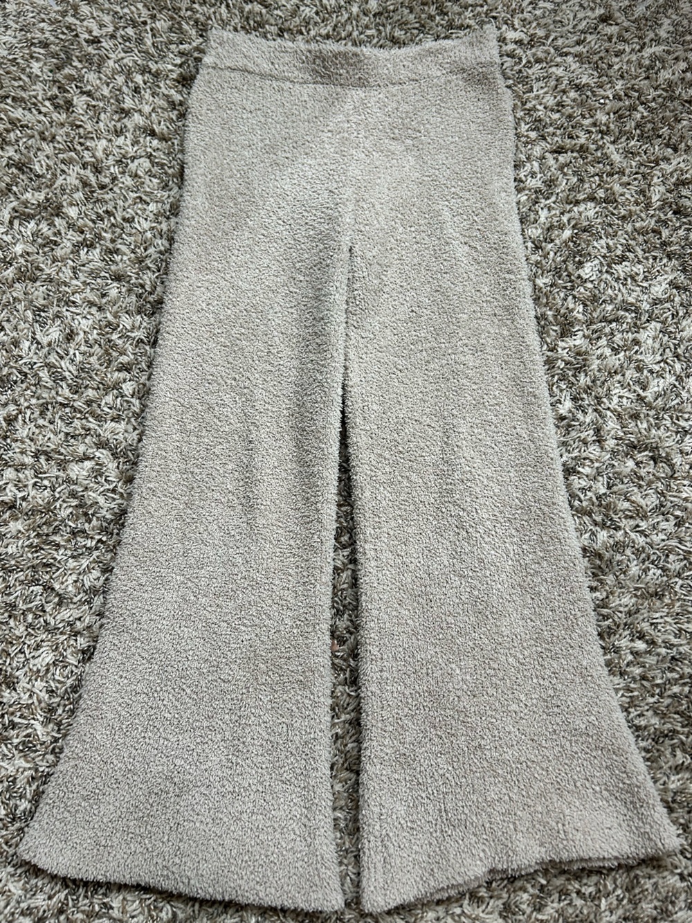 Hello Franki Cozy Wide-Leg Plush Pants in Light Beige Sz 7/8